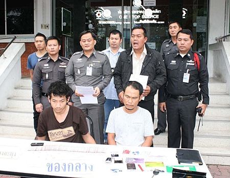 Police announce the arrest of two Thai men accused of being major crystal methamphetamine dealers in Pattaya.